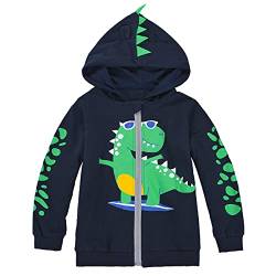 MIXIDON Kinder Kapuzen Jungen Pullover Dinosaurier Reißverschluss Sweat Shirt Kopfbedeckung Jacke Muster 2 4 Jahre von MIXIDON