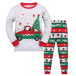 MIXIDON Kinder Weihnachts Schlafanzug Kinder Baumwolle Weihnachten Pyjama Set 3-10 Jahre (10 Jahre, Weihnachtsrentier 2) von MIXIDON