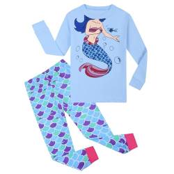 MIXIDON Mädchen Schlafanzu Baumwolle Kinder Langarm Pyjama 98 104 110 116 122 128 134 140 146 von MIXIDON