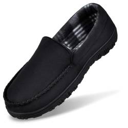 MIXIN Herren Mokassins Hausschuhe für Männer Memory Foam Slip On Schuhe für Innen & Außen Schwarz 43 von MIXIN