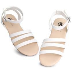 MIXIN Mädchen Sandalen Open Toe Strappy Sommer Schuhe Kleid Sandalen für Mädchen Weiß 30 von MIXIN