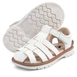 MIXIN Mädchen Sommer Sandalen Closed-Toe Antirutsch Premium Gummi Sohle Kleinkind Walkers Schuhe Weiß 22 von MIXIN