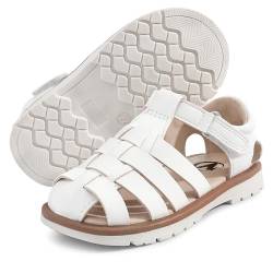 MIXIN Mädchen Sommer Sandalen Closed-Toe Antirutsch Premium Gummi Sohle Kleinkind Walkers Schuhe Weiß 24 von MIXIN