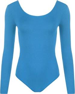 Damen Sommer Langarm Stretch Body Damen Trikot Körper Top Stretch Tshirt (Türkis, M/L 40-42) von MIXLOT