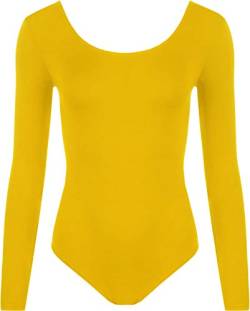 MIXLOT Damen Sommer Langarm Stretch Body Damen Trikot Körper Top Stretch Tshirt (Gelb, S/M 36-38) von MIXLOT