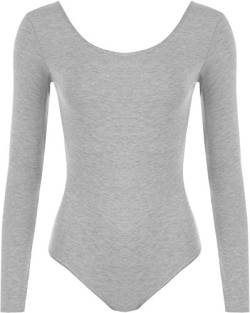 MIXLOT Damen Sommer Langarm Stretch Body Damen Trikot Körper Top Stretch Tshirt (hellgrau, S/M 36-38) von MIXLOT