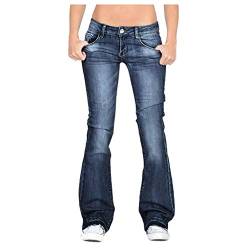 Bequeme Jeans Damen Vintage Lang Freizeithose Löcher Weit Jeanshosen Schlaghose 90er Jahre Hose Schmale Damenjeans Stretch Hose Lange Cargo Pants Herbst Loose Fit Freizeithose von MJGkhiy