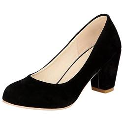 MJIASIAWA Damen Buro Arbeit Abend Kleid Closed Toe Blockabsatz Pumps Formal Höhe Ferse Party Bridal Ohne Verschluss Mode Schuhe Schwarz Gr 45 EU/47 Asiatisch von MJIASIAWA