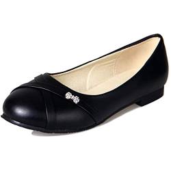 MJIASIAWA Damen Leisure Flats Closed Toe Ohne Verschluss Buro Arbeit Dolly Schuhe Ballerinas Ballet Mocasions Komfort Walking Loafers Schwarz Gr 44 EU/46 Asiatisch von MJIASIAWA