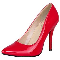 MJIASIAWA Stiletto Damen Pointed Toe Kleid Ohne Verschluss Pumps Mode Abend Höhe Ferse Formal Bridesmaid Schuhe Rot Gr 45 EU/47 Asiatisch von MJIASIAWA