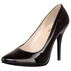 MJIASIAWA Stiletto Damen Pointed Toe Kleid Ohne Verschluss Pumps Mode Abend Höhe Ferse Formal Bridesmaid Schuhe Schwarz Gr 40.5 EU/42 Asiatisch von MJIASIAWA