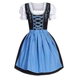 MJIQING Dirndl Damen Midi - Trachtenkleid Elegant Dirndlkleid Trachten Kleid Dirndel Trachtenmode Dirndelkleider Frauen Mädchen Oktoberfest Outfit Gr.34-48 von MJIQING