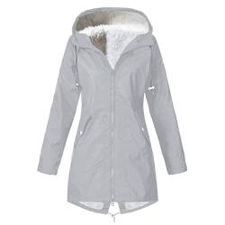 MJIQING Regenmantel Damen Damen Regenjacke Grosse Groessen Lang,Leichte Gefüttert Regenmantel Wasserdicht Winddicht Windbreaker Reißverschluss Übergangsjacke Mit Kapuze für Wandern Reisen Fahrrads von MJIQING