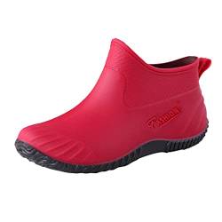 Regenstiefel Damen Festival Hoch Regen Schuhe Outdoor Gummistiefel Damen Weitschaft Damen Garten Stiefel Schuhe Frauen Stile Damenschuhe Marine Rutschfest Schmutzabweisend (Red, 39) von MJISG