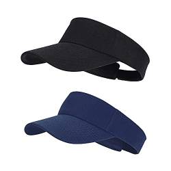 MK MATT KEELY 2PCS Visor Cap Damen Herren Einstellbar Sonnenschutz Baseball Golf Cap für Teenagers von MK MATT KEELY