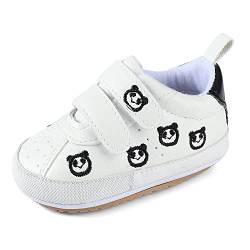 MK MATT KEELY Baby Jungen Mädchen Lauflernschuhe PU Leader Krabbelschuhe mit Weich Gummi Anti-Rutsch Sohle 12-18 Monate,Schwarzer Panda von MK MATT KEELY