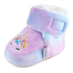 MK MATT KEELY Baby Mädchen Cartoon Anti-Rutsch Weiche Sohle Dicke Hausschuhe Booties,Lila,6-12 Monate von MK MATT KEELY