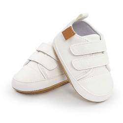 MK MATT KEELY Baby Mädchen Jungen Lauflernschuhe PU Leder Leichte Schuhe mit Weiche Sohle 12-18 Monate,Weiß von MK MATT KEELY