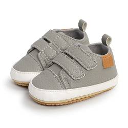 MK MATT KEELY Baby Mädchen Jungen Lauflernschuhe PU Leder Leichte Schuhe mit Weiche Sohle 3-6 Monate,Grau von MK MATT KEELY