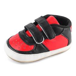 MK MATT KEELY Baby Schuhe Jungen PU Leder 1 Jahr Lauflernschuhe Krabbelschuhe Sneaker mit Weiche Anti-Rutsch Sohle,Rot,6-12 Monate von MK MATT KEELY