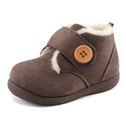 MK MATT KEELY Baby Winter Lauflernschuhe Junge Mädchen Warme rutschfeste Schuhe mit Klettband,Braun,21/22 EU(Etikettengröße 14) von MK MATT KEELY