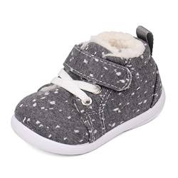 MK MATT KEELY Baby Winter Lauflernschuhe Junge Mädchen Warme rutschfeste Schuhe mit Klettband,Grau,21/22 EU(Etikettengröße 14) von MK MATT KEELY