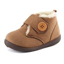 MK MATT KEELY Baby Winter Lauflernschuhe Junge Mädchen Warme rutschfeste Schuhe mit Klettband,Khaki,24/25 EU(Etikettengröße 16) von MK MATT KEELY