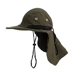 MK MATT KEELY Outdoor Herren Sommer Hals Klappe Sonnenhut Boonie Hut Große Krempe Sonnenschutz Bucket Herren Fischerhut Wanderhut Einheitsgröße,Grün von MK MATT KEELY