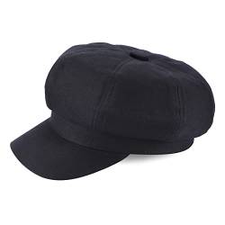 MK MATT KEELY Schirmmütze Damen Baskenmütze Newsboy Barett Cap Damen Ballonmütze mit Visier für Vier Jahreszeiten,Schwarz von MK MATT KEELY