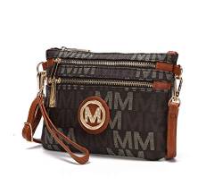 MKF 2-in-1-Crossbody-Tasche für Damen, Handgelenk-Geldbörse, kleine Damen-Handtasche aus PU-Leder, Umhängetasche, verstellbarer Riemen, schwarz, Braun (braun), Small von MKF Collection