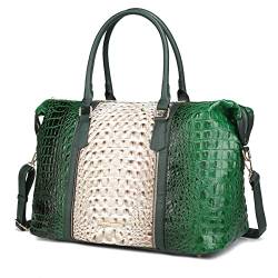 MKF Collection Reisetasche für Damen, Krokodilprägung, veganes Leder, groß, für Übernachtungen, modisch, Wochenend-Handgepäcktaschen, Rabengrün, Large, Rabe von MKF Collection