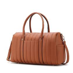 MKF Collection Reisetasche für Damen, gesteppt, veganes Leder, groß, für Übernachtungen, modisch, Wochenend-Handgepäck-Handtaschen, Luana Brown, Large, Luana von MKF Collection