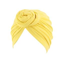 Frauen Turban-Stirnband Frauen Kopftuch Hut Mütze Haar Schal Turban Kopftuch Turban Hüte Kopfbedeckung Gelbe Schweißbänder von MKIUHNJ