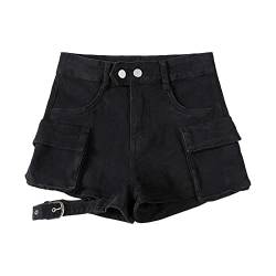 Jeanshosen Damen Sexy High Waist Wide Leg Sommer Hot Shorts Frauen Sexy Shorts Denim Freizeithose mit Taschen Shorts Herren Übergrößen Damen Jeansoptik Mit Taschen Frauen Wasserwäsche Retro Jeans von MKIUHNJ