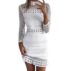 Kleider Damen Sommer Party Bleistift Frauen Spitze Kleidung -Kleider reizvolle Bandage-Cocktail Frauenkleid Etuikleid Schwarz Weißes Kleid Damen Eng Damen Kleider Elegant Langarm Boho Kleid Damen von MKIUHNJ