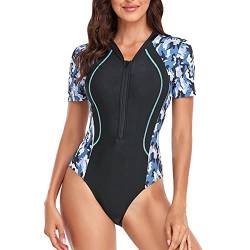 MKIUHNJ Damen Badeanzug Badeanzüge Einteilige Bauchweg Swimsuit Push Up Badeanzüge Plus Size Badebekleidung Badeanzug mit Reißverschluss vorne Surfen Badeanzug Monokini Damen Sexy String von MKIUHNJ