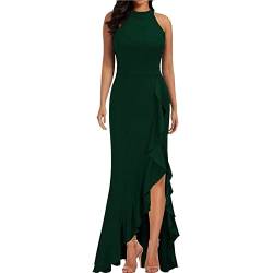 MKIUHNJ Kleider Damen Midi-Cocktailkleid für Damen, ärmelloses Rüschen-Wrap-Plissee-Besatz, schmales, formelles Hochzeitsgastkleid Volant Kleid Damen Kleider Mit Volants Und Rüschen Für Damen von MKIUHNJ