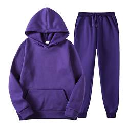 MKIUHNJ Trainingsanzug Damen Pullover Sweatshirt und Jogginghose Warm Vlies Kleidungsset Frauen mit Hosen Hoodie Plus Freizeit Winter Fleece mit Kapuze Frauen Anzüge(Purple, XXXL) von MKIUHNJ