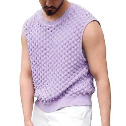 Vielseitiges, lässiges, sexy Strickoberteil für Herren mit modischem Netzstoff Weste Schwarzes Tank Top Herren T-Shirt Herren Rundhals Tank Top Herren Sport Atmungsaktiv von MKIUHNJ