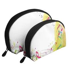 Bunte Streifen Reise Make-up Tasche 2 Pack Tragbare Kosmetik Organizer Tasche Kulturbeutel für Frauen Mädchen, Abstrakte Musik, Einheitsgröße von MKNAZ