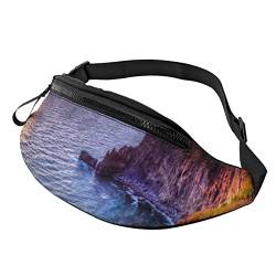 Gürteltasche mit Sonnen-Strand-Motiv und Kieselsteinen, mit Kopfhöreranschluss für Männer und Frauen, verstellbare Bauchtasche, Irland Sunset Seascape, Einheitsgröße von MKNAZ