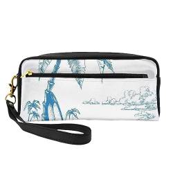 Kosmetiktasche mit Vögeln im Park an einem verschneiten Tag, Reise-Make-up-Tasche, Federmäppchen, Leder, tragbar, Kosmetiktasche, Kulturbeutel für Damen und Mädchen, Sketch Hawaii, Einheitsgröße von MKNAZ