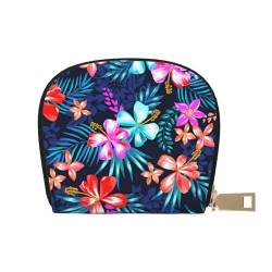 MKNAZ Frühling Blumen gedruckt Leder Kreditkartenetui Brieftasche für Männer Frauen | Kartenetui Organizer Tasche mit Reißverschluss, Blumenblau, Einheitsgröße, Kartenhalter von MKNAZ