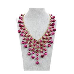 MKNAZ Mode-Accessoires Schmuck 19 Zoll Natürliche Rose Rot Tigerauge Edelsteine ​​​​Steinkette Halskette for Frauen erfüllen von MKNAZ