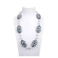 MKNAZ Mode-Accessoires Schmuck 24 Zoll Oval Blue Larimar Crystal Nugget Amazonite Halskette for Frauen erfüllen von MKNAZ