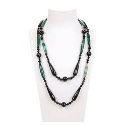 MKNAZ Mode-Accessoires Schmuck 51 Zoll schwarzer grüner Achat lange Halskette for Frauen erfüllen von MKNAZ