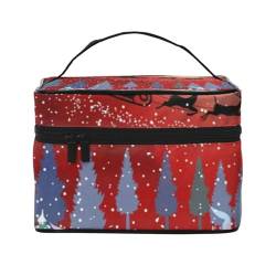 Mountain Waterfall Reise-Make-up-Tasche, tragbare Kosmetiktasche für Frauen Mädchen – stilvoll und geräumig, Red Sky Snow Flake, Einheitsgröße von MKNAZ