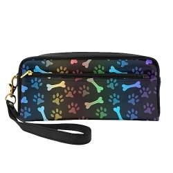 Niedlicher Papageien-Reise-Make-up-Tasche, Federmäppchen, Leder, tragbare Kosmetiktasche, Kulturbeutel für Frauen und Mädchen, Regenbogen Hund Katze Pfote, Einheitsgröße von MKNAZ