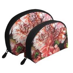 Reise-Make-up-Tasche mit Blütenpflanzen, 2 Stück, tragbare Kosmetiktasche, Kulturbeutel für Damen und Mädchen, Pfingstrosen, Einheitsgröße von MKNAZ