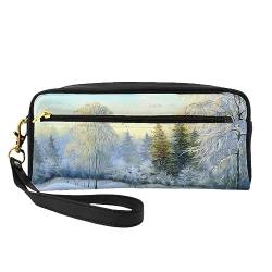 Reise-Make-up-Tasche mit Heißluftballon-Motiv, Leder, tragbar, Kosmetiktasche, Kulturbeutel für Damen und Mädchen, Wunderschöner Winter, Einheitsgröße von MKNAZ